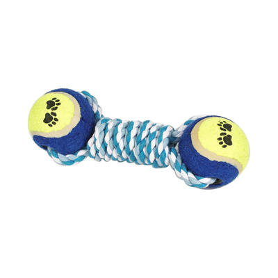 New Arrival Factory Dumbbell Shape Knitting Cotton Rope Tennis Ball Dog Toys