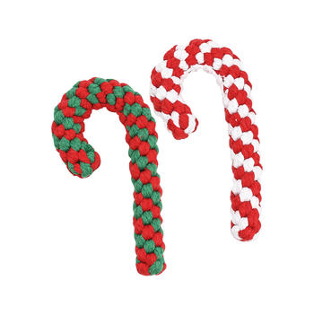 Pet Supplies Christmas Candy Cane Shaped Cotton Ropes Chew Dogs Toys