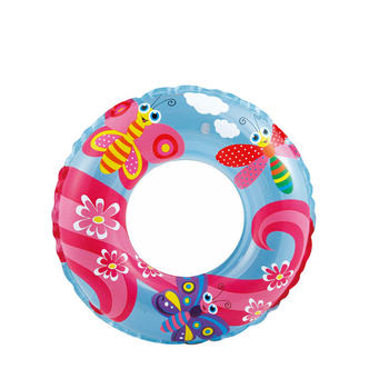 Inflatable swimming ring pool with pink flamingo pattern